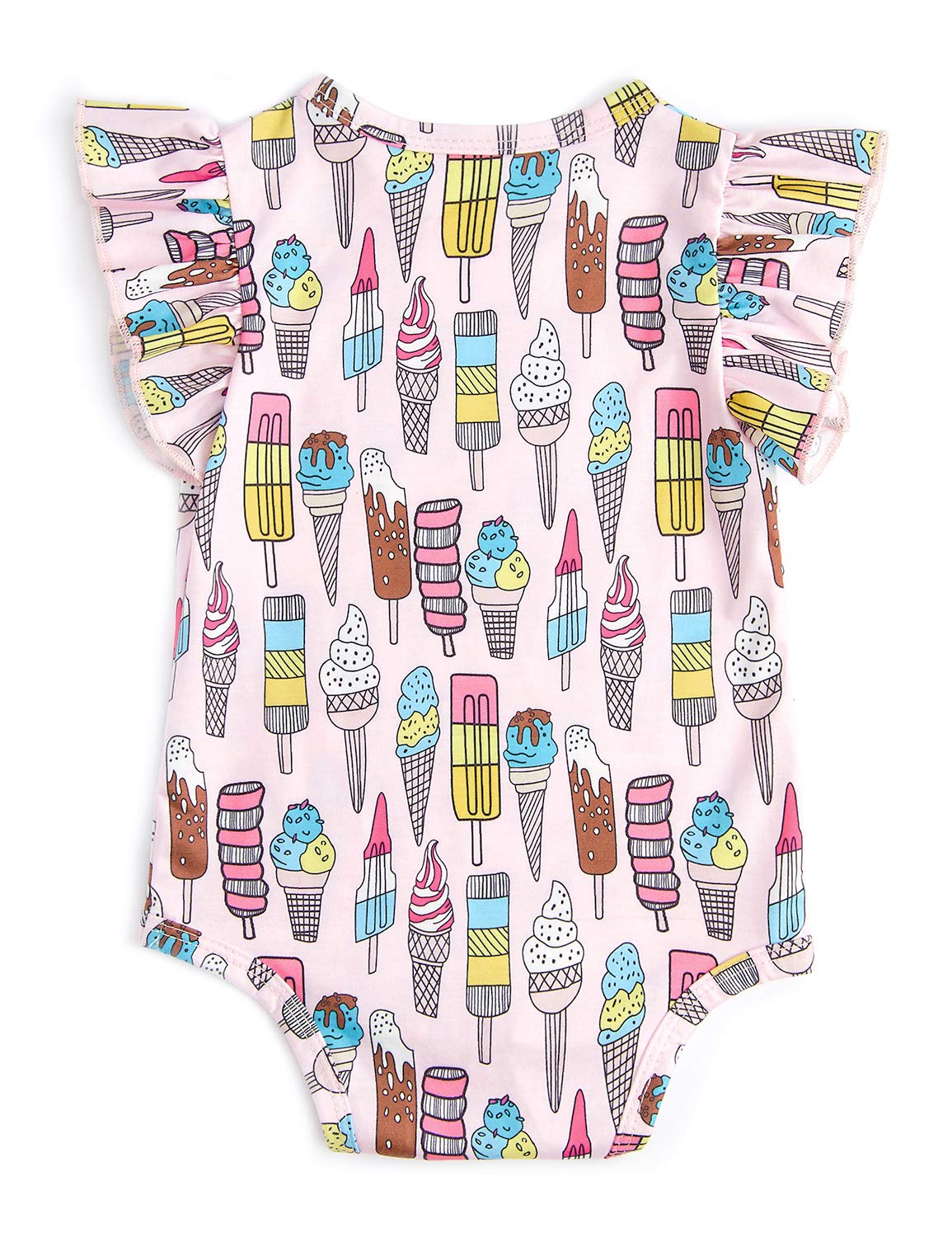Leapparel 0-6 Months Newborn Girls Jumpsuit Unisex Baby Romper Colorful Ice Cream Printed Playsuit with Snap Button to Change Diaper Size 70