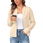 Totatuit Sweatshirt for Women Zip Up Lightweight Jacket with Pockets | Light Zipper Bomber,2026 Fall Fashion, Loose Crewneck Coat,Long Sleeve Outerwear,Trendy Streetwear Office &amp; Travel Clothes