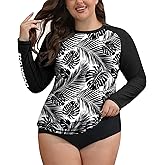 BesserBay Women's Rash Guard Plus Size UPF 50+ Rashguard Swimsuit Swim Top