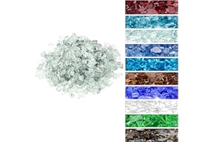 Onlyfire 10 lbs Fire Glass for Propane Fire Pit, 1/4-Inch High Luster Fireplace Glass Rocks for Fire Pit Table, Crystal Ice