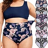 Feihtl Women's Plus Size Underwear Floral Print Panties Briefs 6 Pack XL-5XL High Waist Ladies Undies for Women