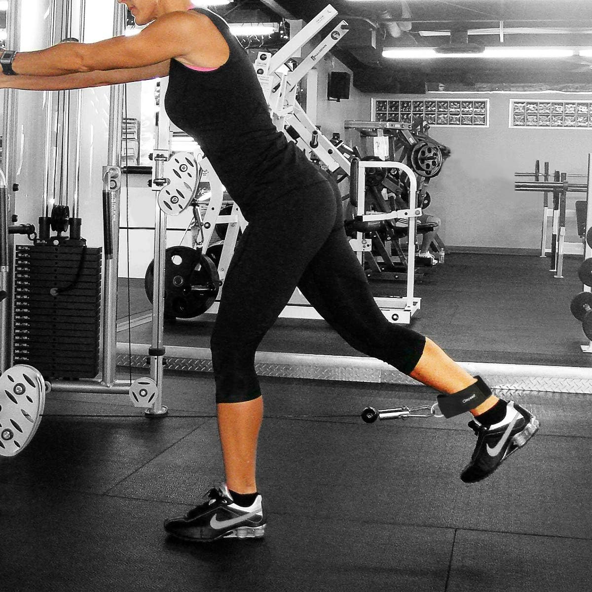 Fitness Thigh Straps Padded DRing Ankle Strap Leg Cuffs for Gym Cable