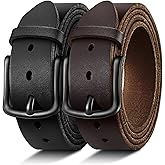 BULLIANT Men Belt 2Pack-Leather Belt 7Holes Comfortable For Men's Dress Casual Jeans 1 3/8"