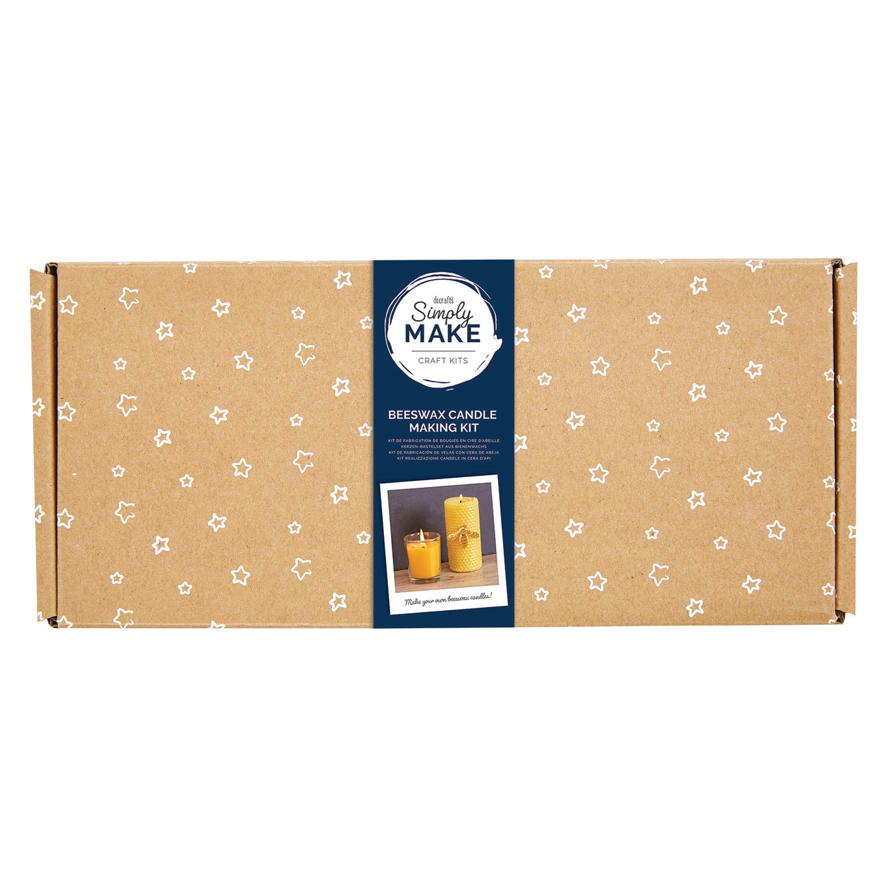 Simply Make - Create Your Own Beeswax Candles Set, Makes 2 Candles, (Votive and Honeycomb Candle), Including Bee Charms