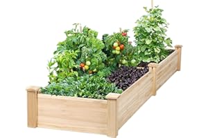 Incbruce 96x25x10 in Wooden Raised Garden Bed Planter, No-Bolt Assembly Elevated Flower Bed Boxes Kit for Vegetable Flower Herb Gardening, Natural