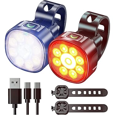 Lumiere Velo Avant et Arriere kit,Lampe de Vélo Etanche IP66,Feux