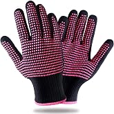 Teenitor 2 Pcs Heat Resistant Gloves With Silicone Bumps, Professional Heat Proof Glove Mitts For Hair Styling Curling Iron W