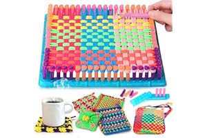 IQKidz Weaving Loom Kit for Kids and Adults - Potholder Weave Looming Toys, Gift for Girls Ages 6 7 8 9 10 11 12 13 Years Old and Above, Square Buildable Loom Knitting Activity, 224 Craft Loops
