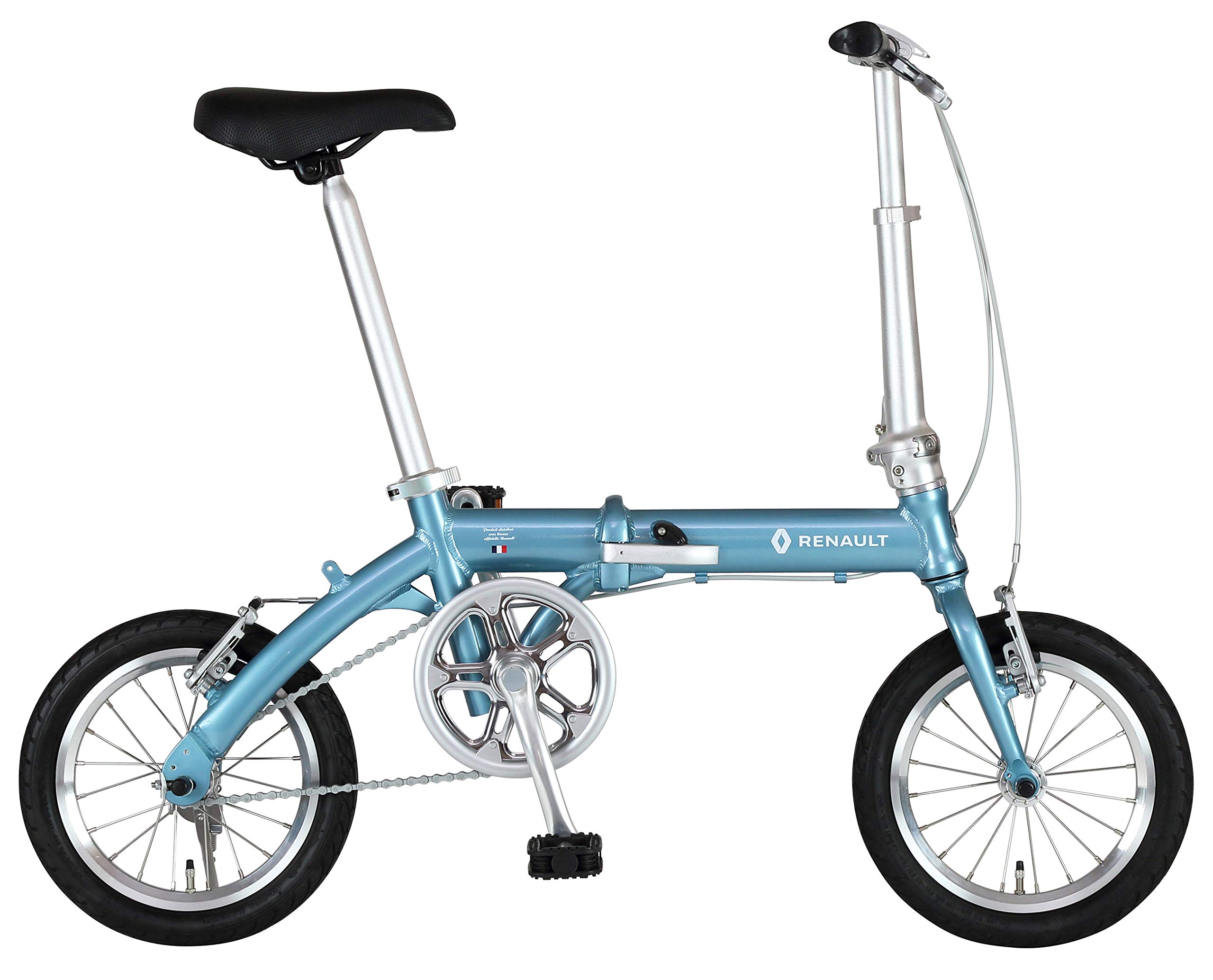 RENAULT(ルノー) LIGHT8 AL-FDB140 ラグーンブルー 軽量アルミフレーム 14インチ コンパクト折りたたみ自転車 本体重量8.3kg 防錆チェーン/ステンレススポーク/スリックタイヤ/ポリッシュリム 【前後ハブ/ギアクランク:アルミ仕様】 高さ調整機能付きハンドルステム搭載 11263-3599商品画像