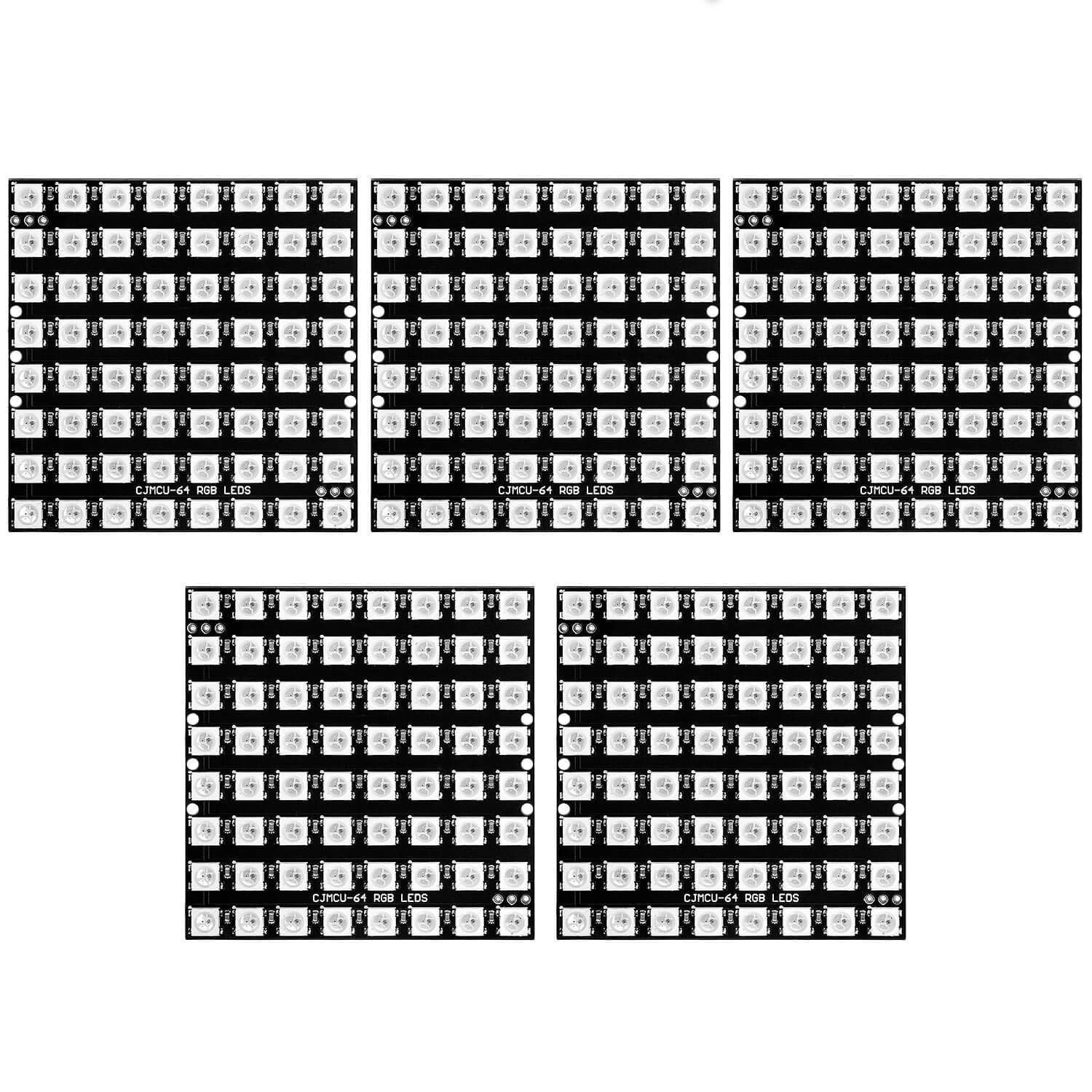 AZDelivery 5 x U-64 LED Matrix Panel WS2812B 8 x 8 Module compatible with Arduino and Raspberry Pi including eBook