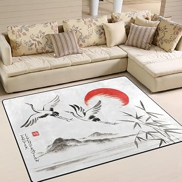 Amazon De Jstel Weich Japanische Sumi E Teppiche Fur Wohnzimmer