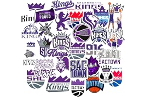 SCILINKS 36 PCS Sacramento Vinyl Kings Basketball Star Stickers for Water Bottle, Laptop, Bicycle, Computer, Motorcycle, Travel Case, Car Decal Decoration Sticker Graffiti Decals