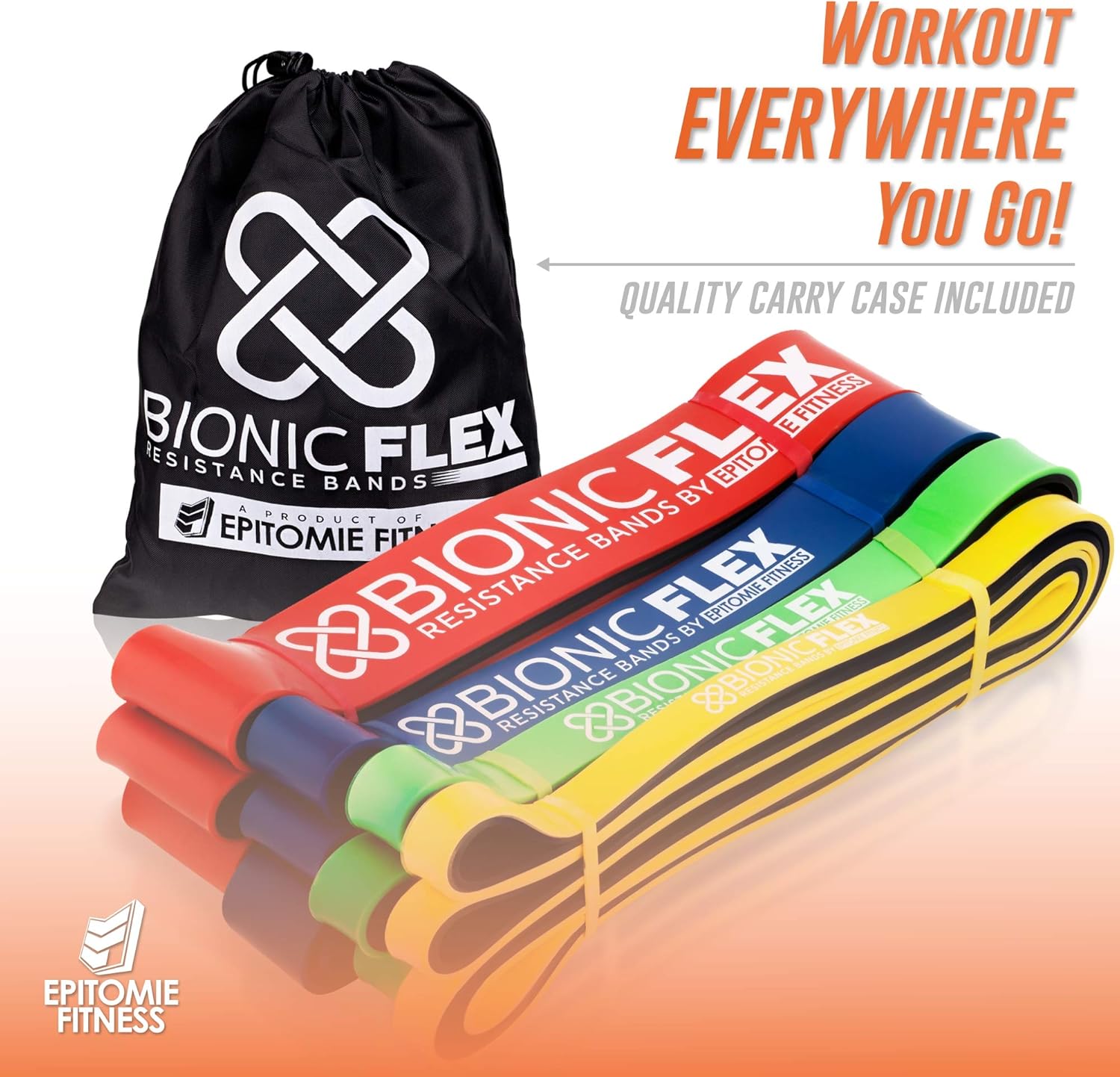 Epitomie Fitness Bionic Flex Pull Up Assistance Band – Premium Dual Layer Pull Up Assist Bands for Strength Training Exercise, Physical Therapy, Powerlifting, Stretching – Set of 4 Resistance Bands : Sports & Outdoors