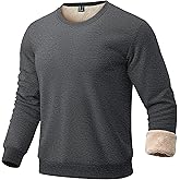 EKLENTSON Men’s Sherpa Lined Sweatshirts Winter Thick Warm Fleece Lined Sweatshirt Cotton Crewneck Pullover Casual Tops