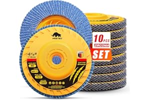 PRETEC Flap Discs 4 1/2 for Angle Grinder no Tools Installation 40 Grit, 4.5" x 7/8" High Density Trimmable Zirconia Type 27 Flap Sanding Disc for Grinding, Rust Removal and Sanding (10 Pack)