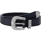JAZTAKU Punk PU Leather Vintage Western Cowgirl Belts Western Vintage Metal Buckle Belt