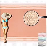 Yongoes Oversized Turkish Beach Towel Blanket Cotton Giant XL Sandproof Towels Huge Linen XXL Extra Large Big Throw Quilt Blankets for Adults Cloud Travel Camping Glamping Accessories Essentials