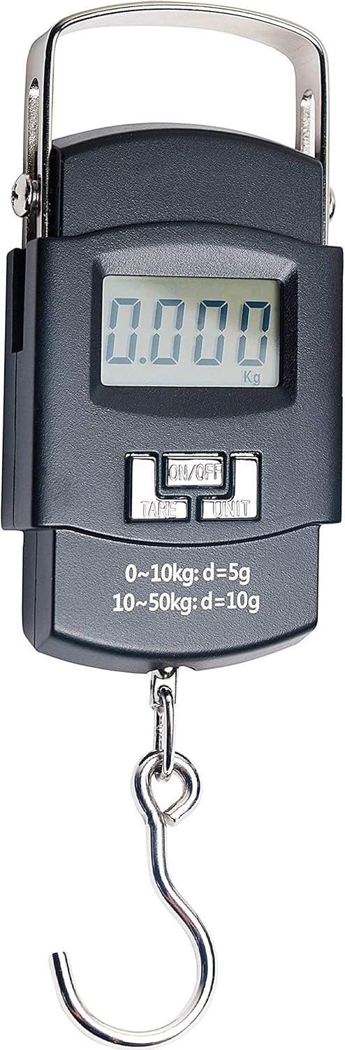 Rhorawill Portable Handheld Travel Luggage Electronic Scale, Digital LCD Hanging Suitcase Weighting Scale 110lbs with Tare Backlight Function Gift For Traveler, Silver, Fishing Luggage: Kitchen & Dining