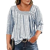 LOMON Womens Plus Size Tops 3/4 Length Sleeve T Shirts Asymmetrical Neck Blouses for Women Fashion 2026