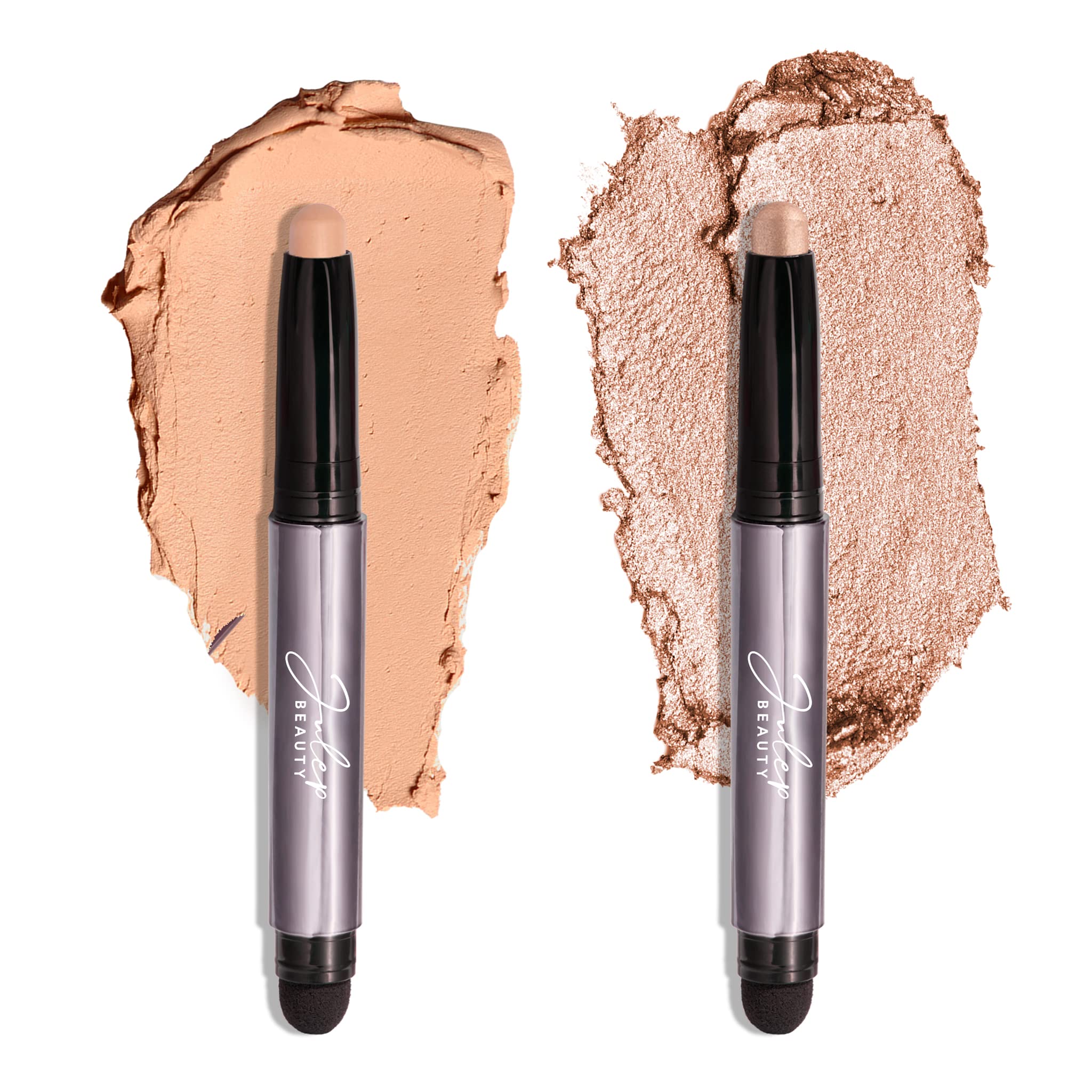 Julep Crème-to-Powder Waterproof Eyeshadow Stick Duo - Long-Lasting, Crease-Proof, Easy Apply with Built-in Smudger - Desert & Champagne