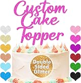 EDSG Personalised Cake Topper Happy Birthday Glitter Pink 11 Colors view 2