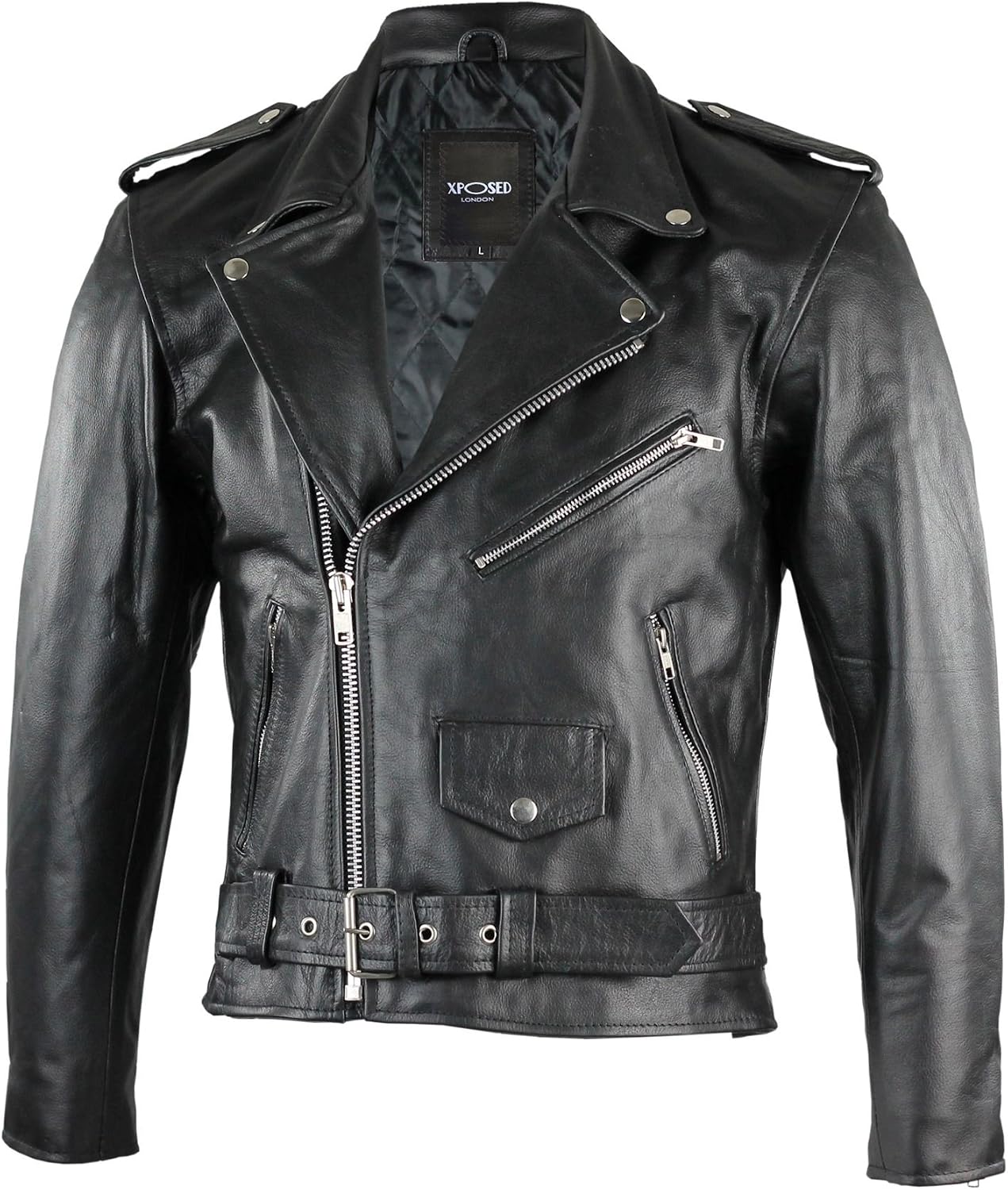 Veste Cuir Véritable Femme | Style Motard | Noir | Fermeture YKK | Col Classique