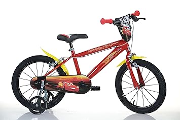 Cars Kinderfahrrad Lightning McQueen Jungenfahrrad – 16 Zoll | TÜV geprüft | Original Lizenz | Kinderrad mit Stützrädern - Da