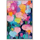 Art Remedy Glide of Colors Canvas Modern Color Abstract, Silver Frame, 30" x 45"