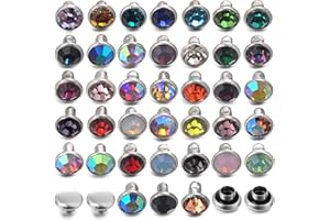 YORANYO 100 Sets 6MM Mixed Colors Cz Crystal Rivets Rhinestone Rivets Studs Rapid Rivets Silver Color Spots Studs for Leather Craft DIY Making