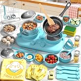 Gotoofun Kids Cooking Set Real, Dual Burner Mini Kitchen, Ages 8-12, Blue | Real Food Making Little Chef Set, Dual Montessori Stove, Cookware and Utensils, Easy Cooking Kit for Ages 8-12 Boys and Girls
