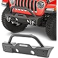 TACTIK Heavy Duty Steel Stubby Front Bumper - Fits Jeep Wrangler JL and Gladiator JT 2018-2022 - Heavy Duty - Steel - Winch Plate - D-Rings - Short Width - Black Powder Coat Finish