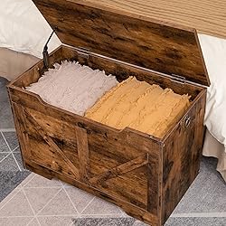 HOOBRO Storage Bench, 29.5” Retro Wooden Storage