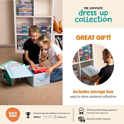 Born Toys Dress Up Pretend Play Kids Costumes Set Ages 3-7, Washable Kids Dress Up Clothes for Play
