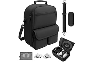 YRXVW Large Carrying Case for Meta Oculus Quest 3s/3/2, for BOBOVR/Kiwi Battery Head Strap, Waterproof & Drop-Resistant VR Accessories Carrying Bag Ideal for Travel & Home Storage (Deep Black)