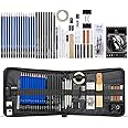 H & B 50-Pack Drawing and Art Supplies Kit - Colored Sketching Art Pencil Set with 3-Color Sketchbook and Coloring Book - Includes Graphite, Watercolor, Metallic, and Oil-Based Colored Pencils (50PCS)