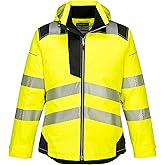 Portwest PW3 Hi-Vis Winter Jacket Work Safety Protective Reflective Waterproof Coat ANSI 3, Large