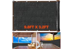 CYEELVES Balcony Privacy Screen, Shade Cloth with Grommet 10X3.4ft Mesh Shade Net Decorative Fence Garden Decor Cover, Privacy Screen Balcony Shield for Patio Porch Deck Backyard Outdoor Black Sun Shade Cloth