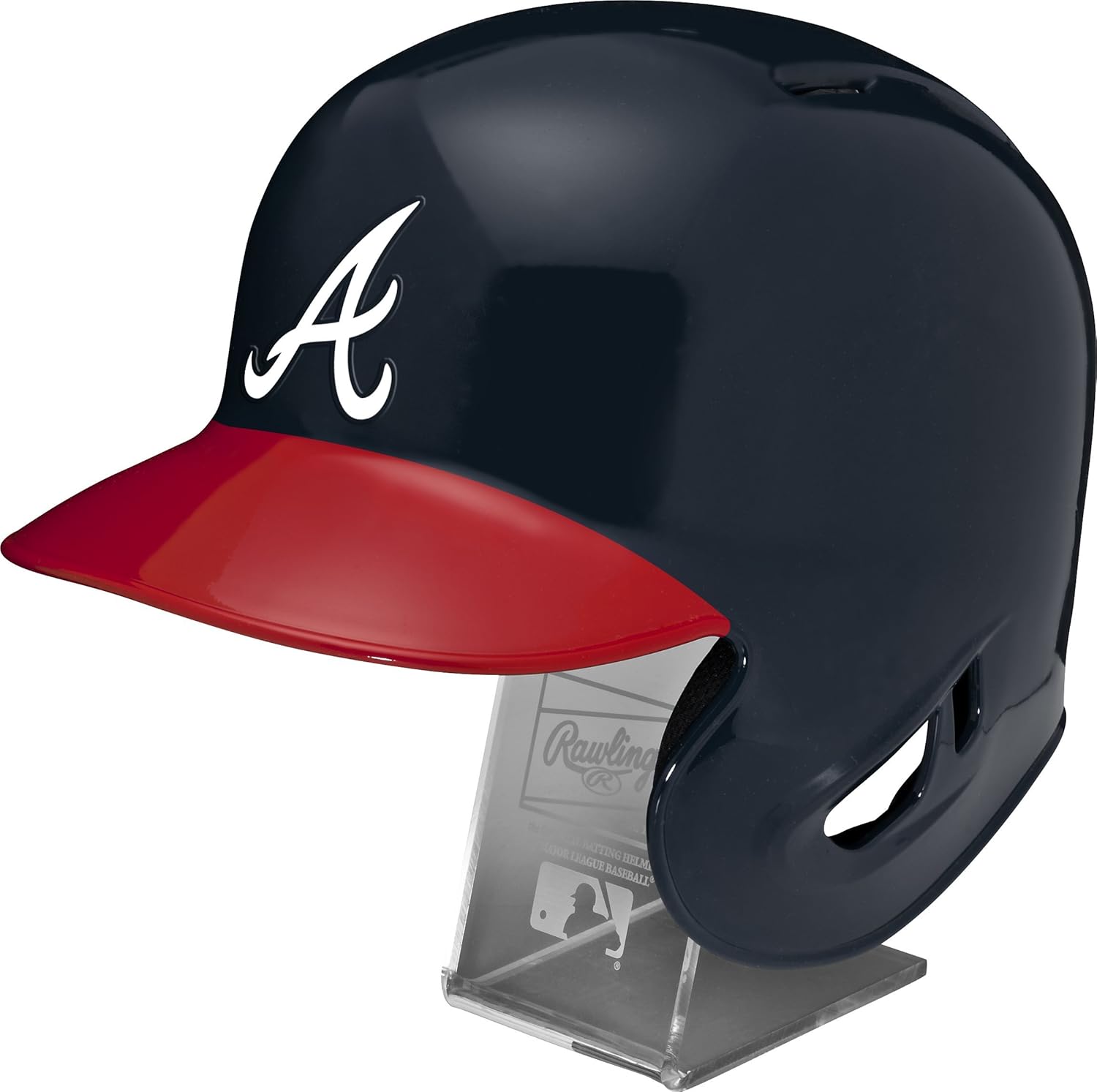 Rawlings MLB Atlanta Braves Replica Batting Helmet with Engraved Stand