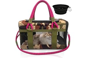 Agape Paws Cat Carrier Dog Carriers I Airline Approved Pet Carrier for Small Medium Dogs & Cats Under 20 Lbs I Kittens & Puppies Collapsible Soft Sided TSA Travel I Puppy Carrier Bag (Camo)