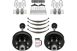Rockwell American Tandem 7,000 lb Electric Brake Trailer Axle Kit w/Springs, Ubolts & Hanger Kit - 14,000 lb Capacity (85" Hubface - 70" Spring Center)