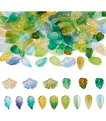 Light Mint Green Opal Leaf Beads, Czech Glass Nature Leaves 25/Pkg