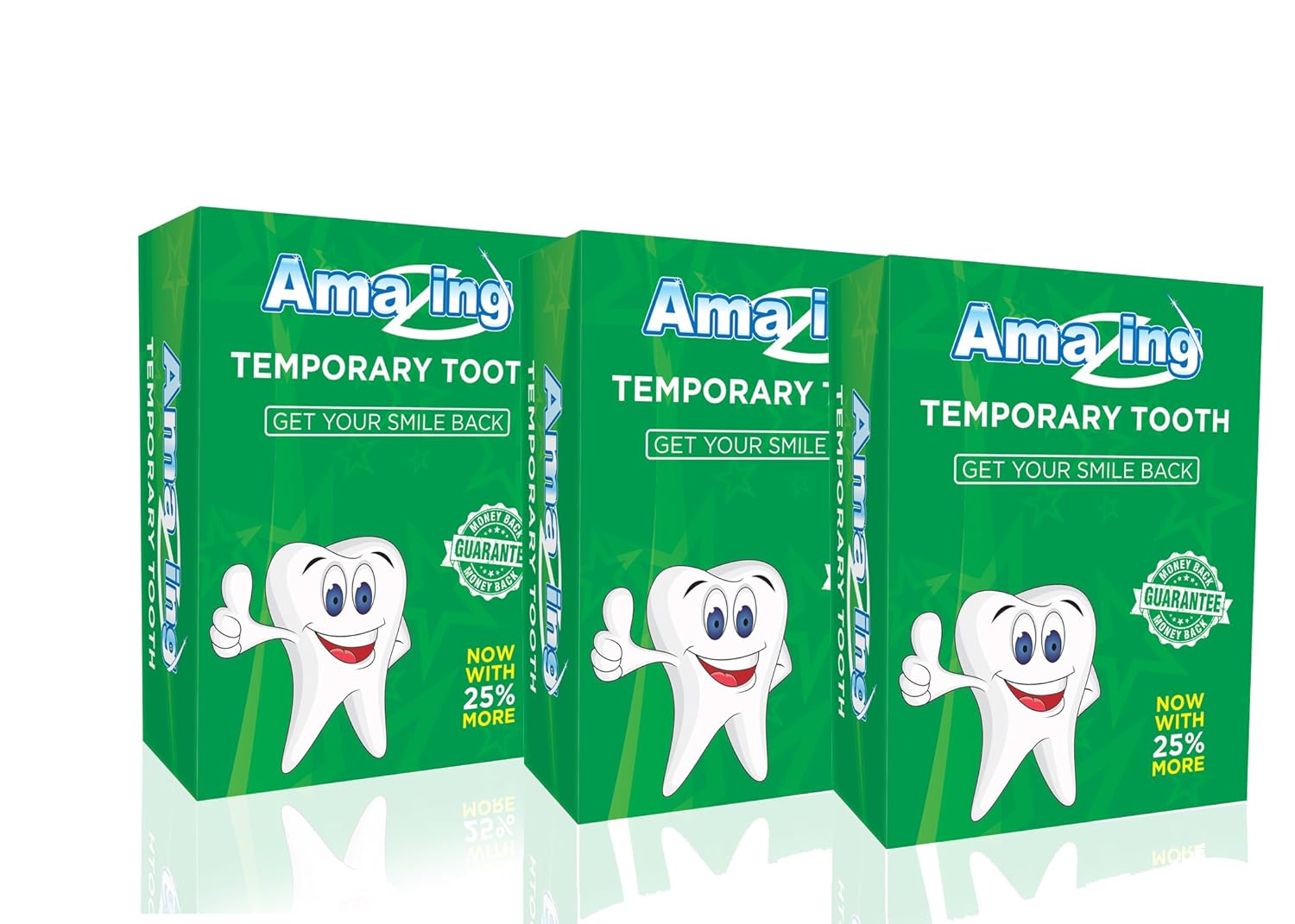 Amazing Temporary Tooth Kit 3 Pack Replacement Temp Dental 25% More Than Others : Beauty