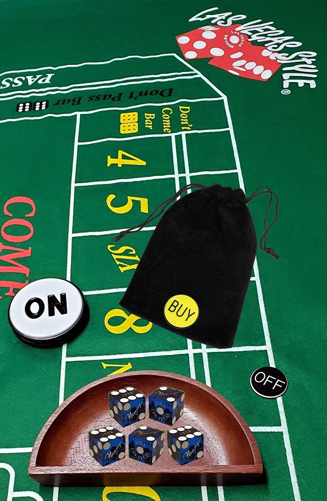 Cyber-Deals Craps Starter Kit Sets, Featuring Authentic Las Vegas Casino Table-Played Dice (Flamingo (Blue Polished))