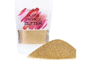 ESTANOITE Holographic Fine Glitter, 150g Multipurpose Gold Extra Fine Craft Glitter for Resin Arts and Crafts, Body Nail Art Eye Face Hair, Holographic Glitter for Epoxy Tumbler, Slime Making (Gold)