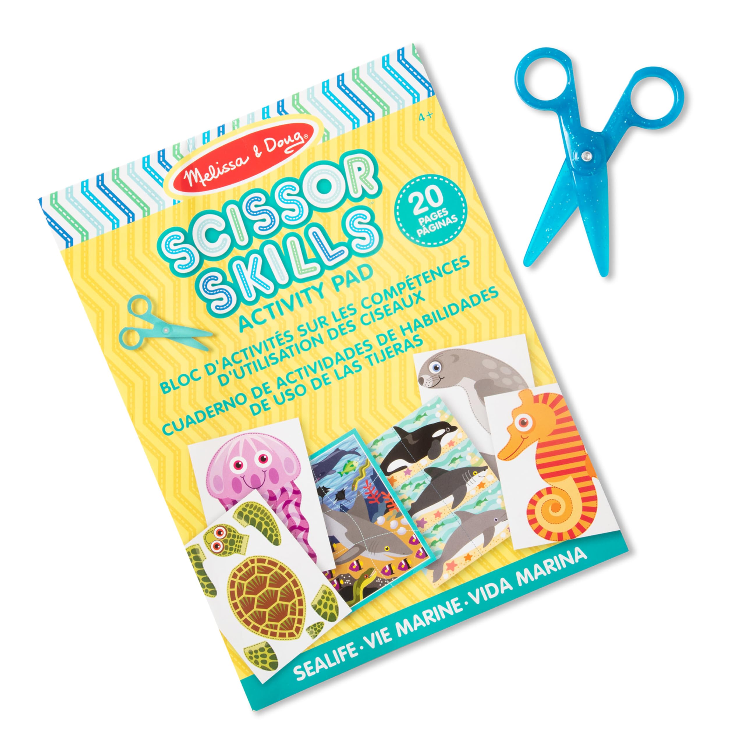 Melissa & Doug Sea life scissor skills activity book, Activities pad of mazes, puzzles, animals, Sequencing activities, Developmental Activities, Motor Skills, 4,5,6 Years, Gift for Boy or Girl