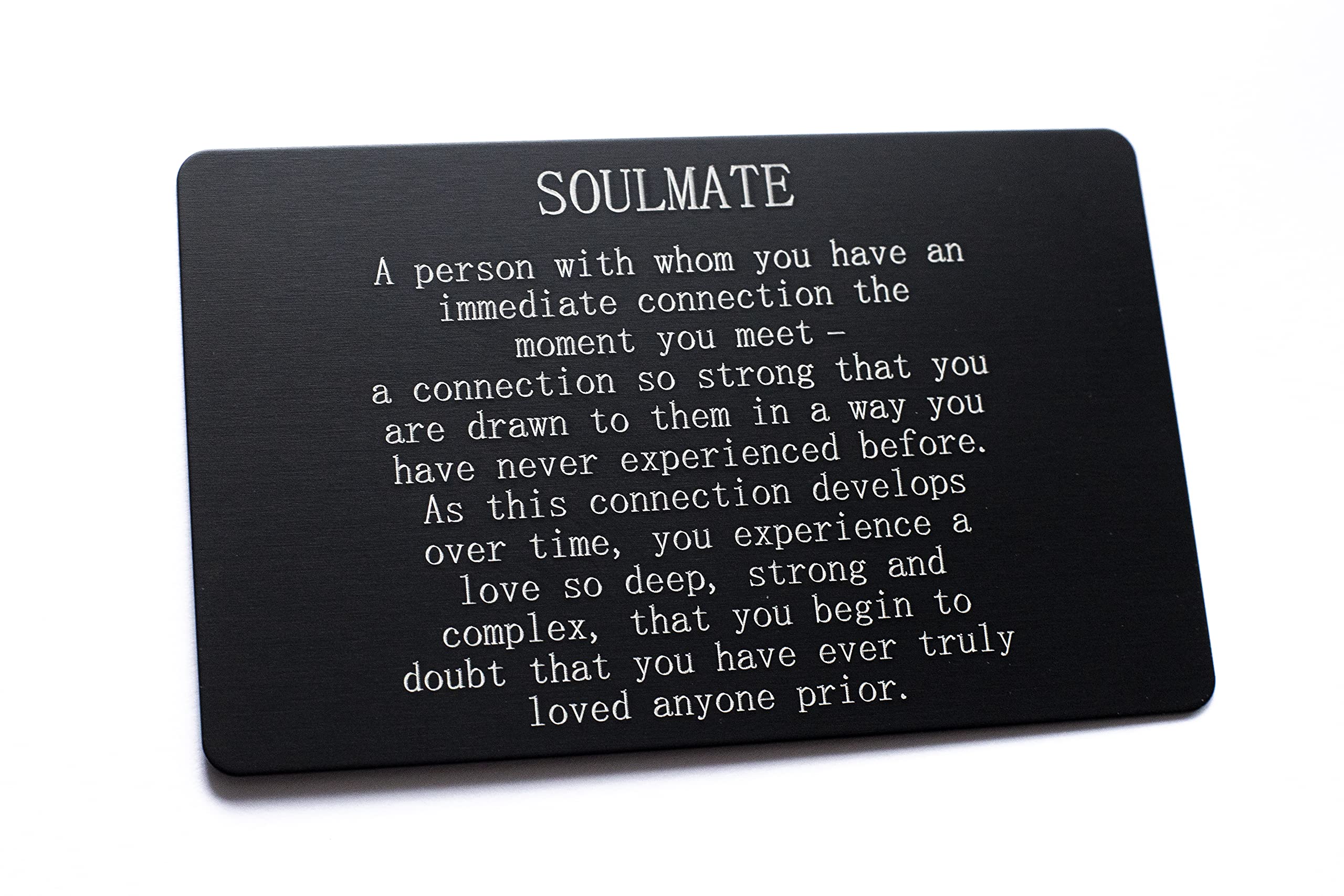 Engravity Soul Mate Quote Wallet Card Insert Love Gift For Him/Her Christmas With Heart Cut Out Design