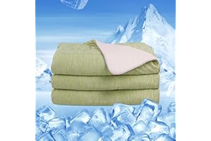 ACUSHLA Double-Sided Cooling Blanket for Hot Sleepers - Lightweight Ultra-Soft Breathable Fluffy Summer Comforter for Hot Flashes Arc-Chill Quilt, 60''X79'' Green