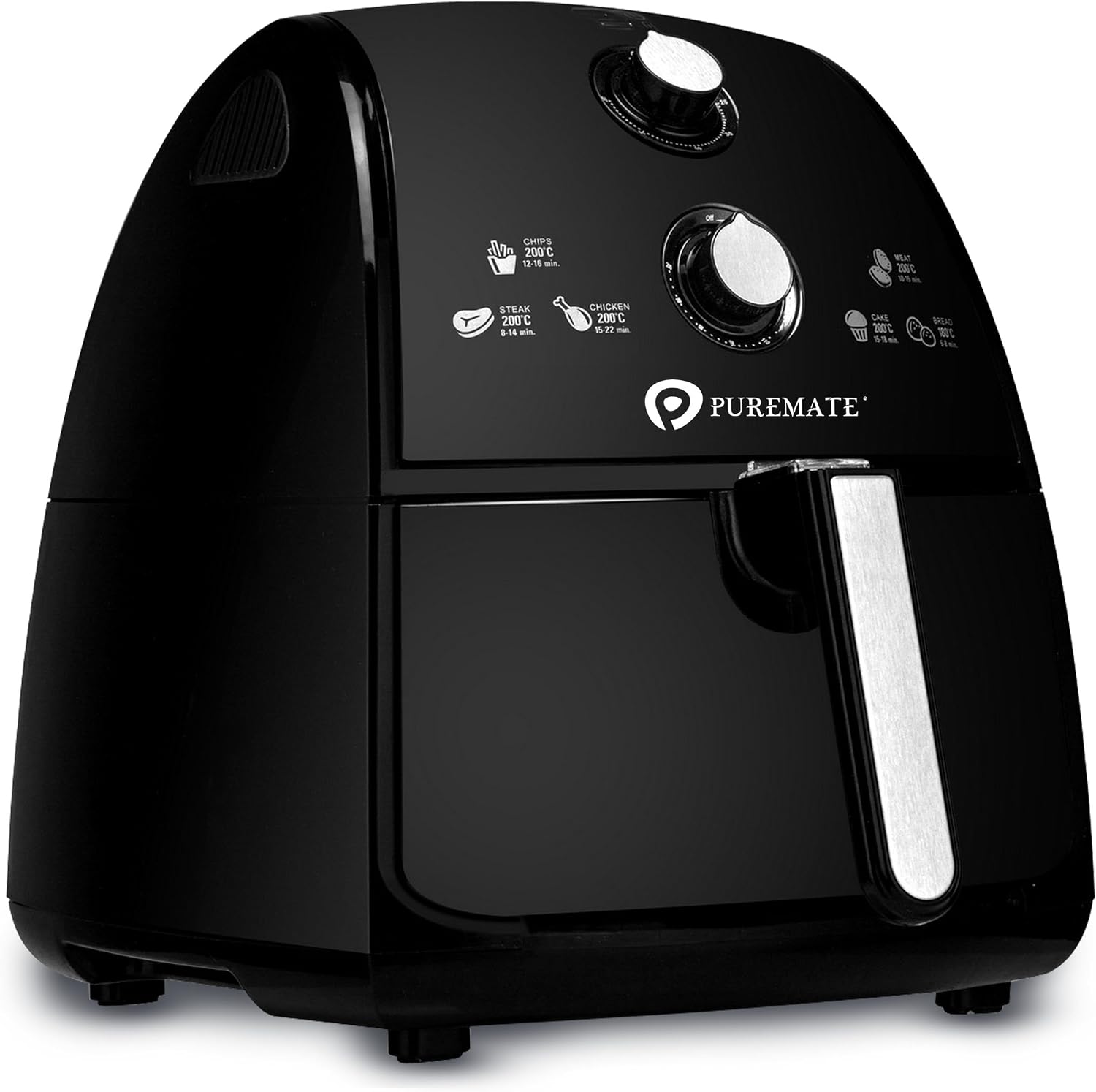 PureMate Air Fryer with Digital Display & Recipes Book, 5.5L Healthy Oil Free 1700W Air Fryer with 7 Preset