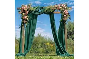 Loopiske 2 Panel Emerald Green Wedding Arch Draping Fabric 29" x 6.5 Yards Sheer Backdrop Curtains Chiffon Drapery for Wedding Ceremony Birthday Party Ceiling Outdoor Decor