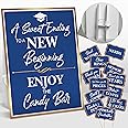 2025 Graduation Candy Buffet Signs Decorations, Blue Grad Party Dessert Table Signs Set, Graduation Party Food Candy Bar Signs Decorations